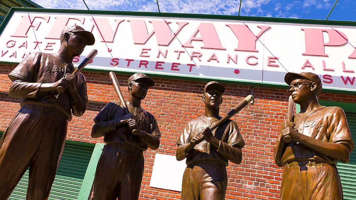 Bronze statues at Fenway Park