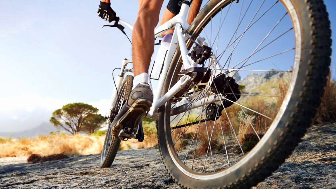 Biking on path