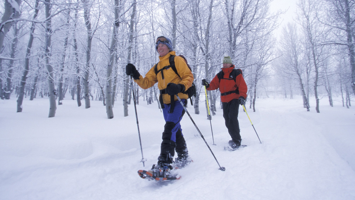 Family snowshoeing