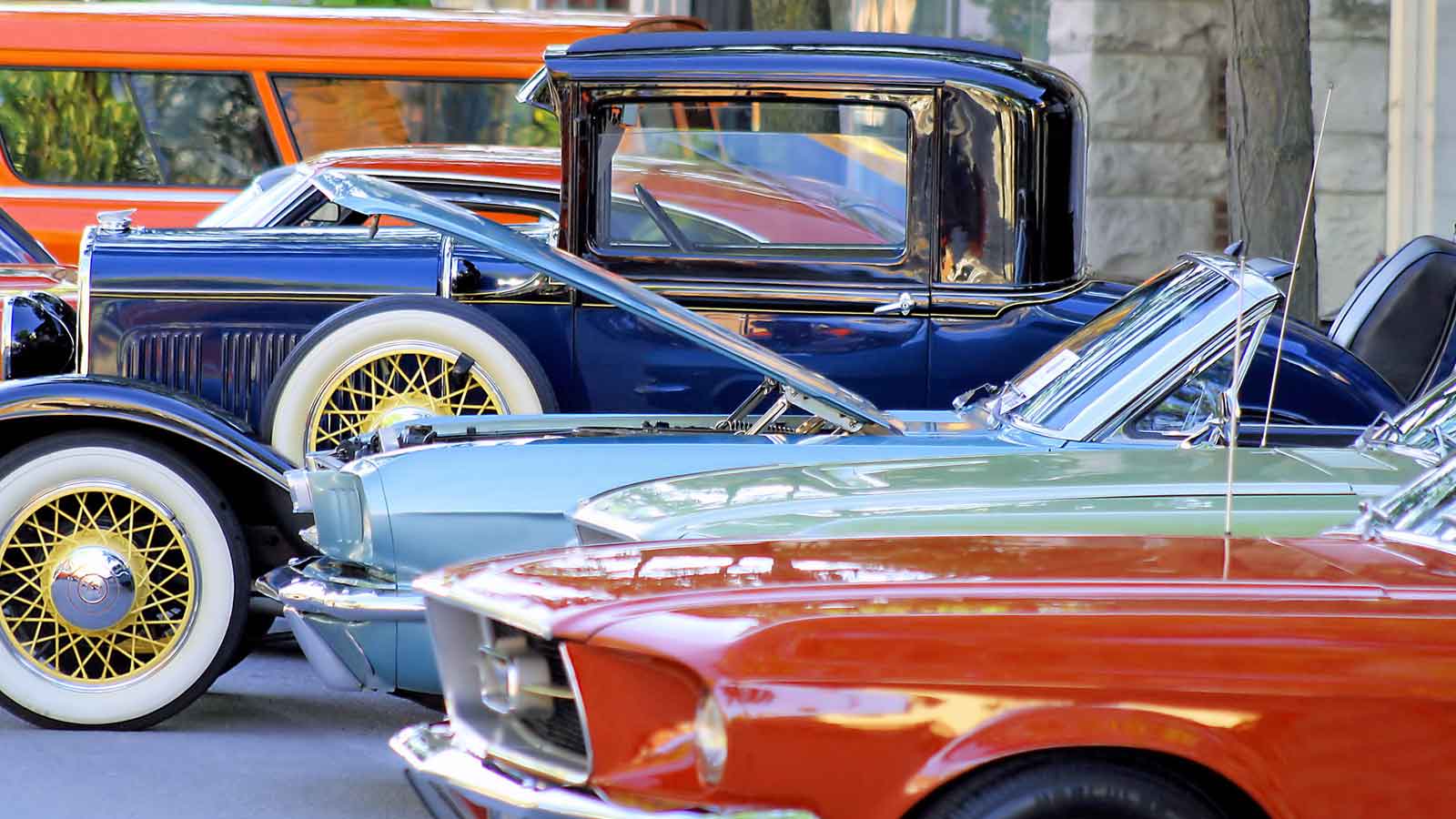 Row of vintage cars