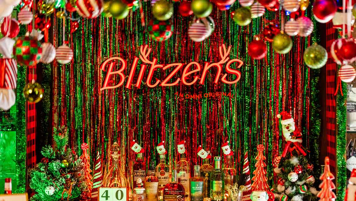 Bar with Blitzen's neon sign