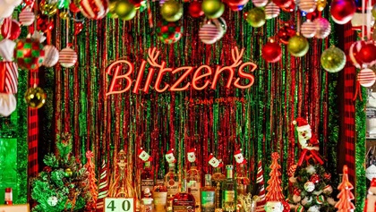 Bar with Blitzen's neon sign