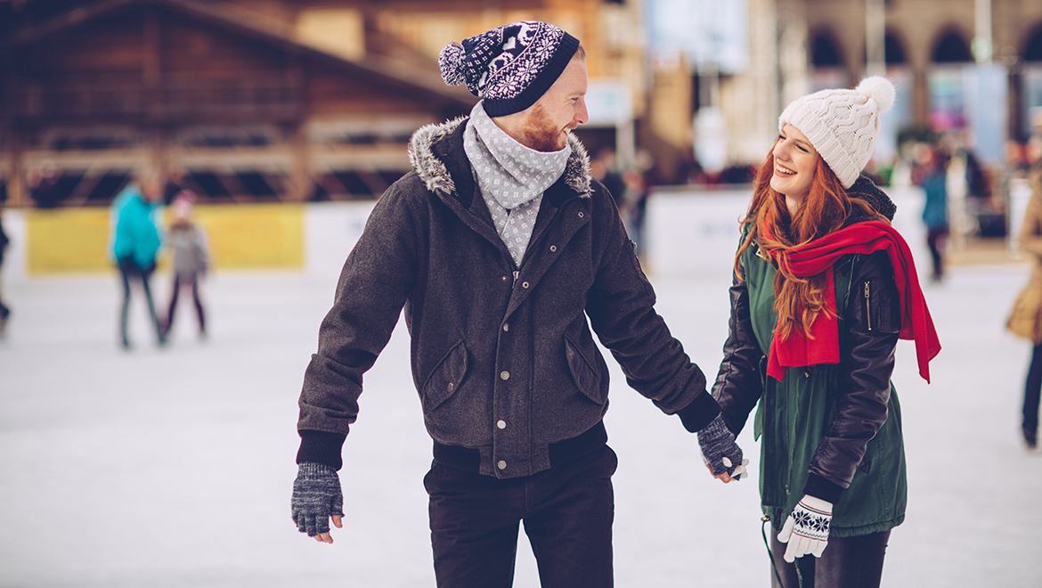 Couple ice skating