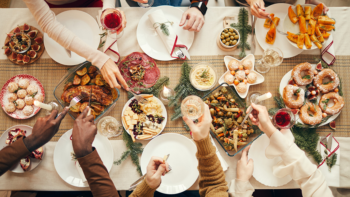 Christmas dinner spread