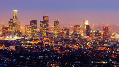 Los Angeles skyline at dusk