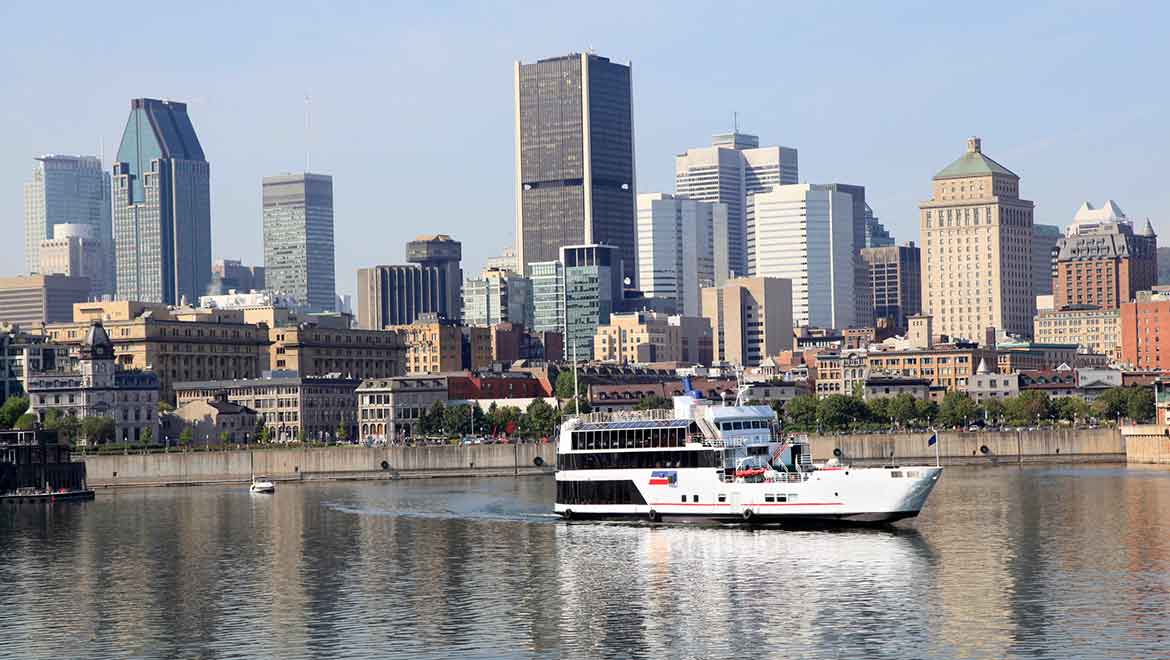 Boat on Montreal St. Lawrence river