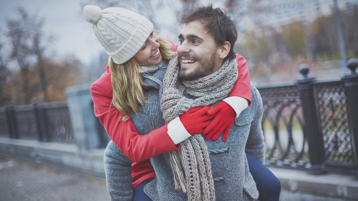 Couple enjoying winter