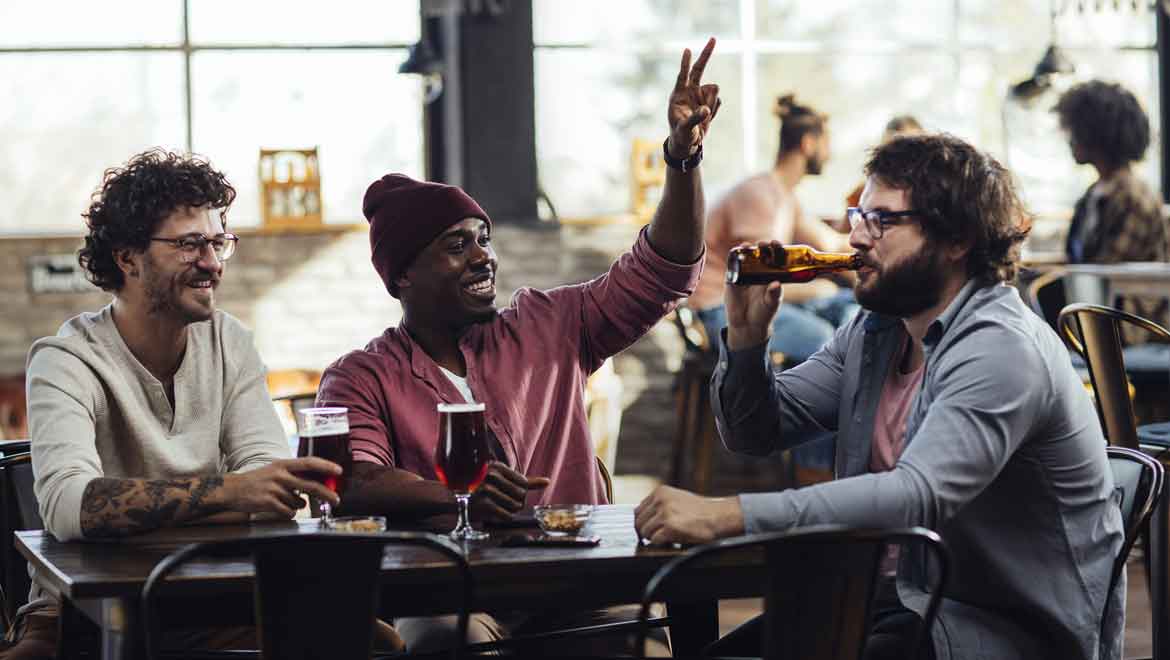 People playing bar trivia