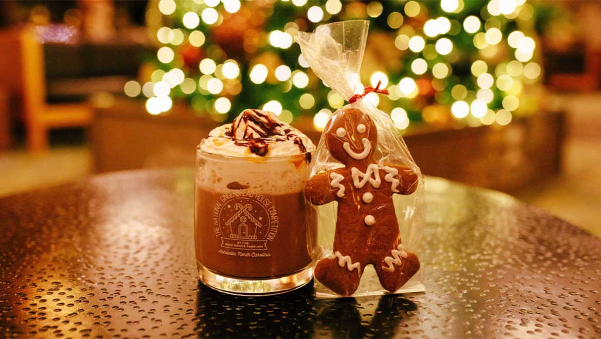 Gingerbread cookie and hot chocolate