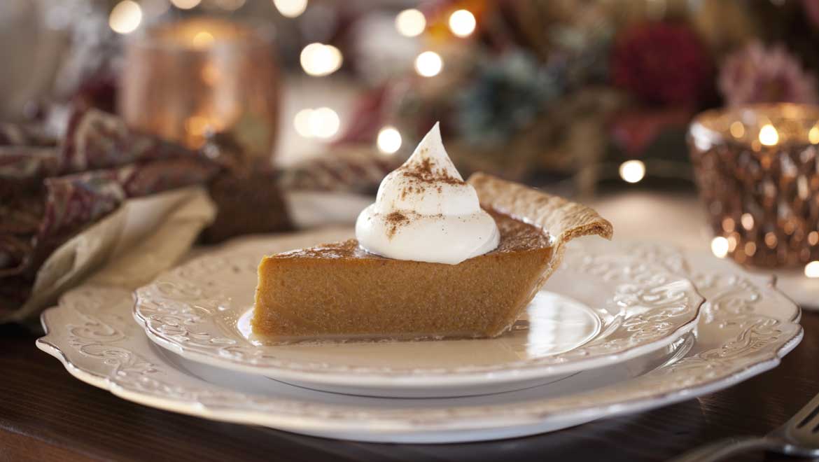 Pumpkin pie with whipped cream