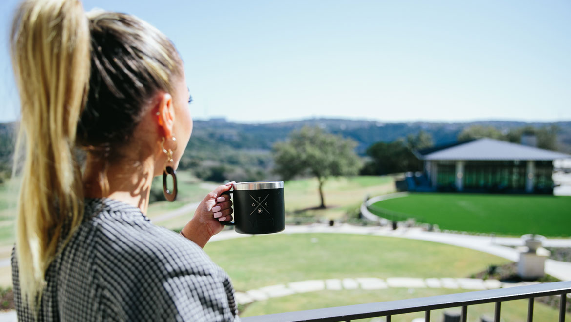 Woman drinking coffee