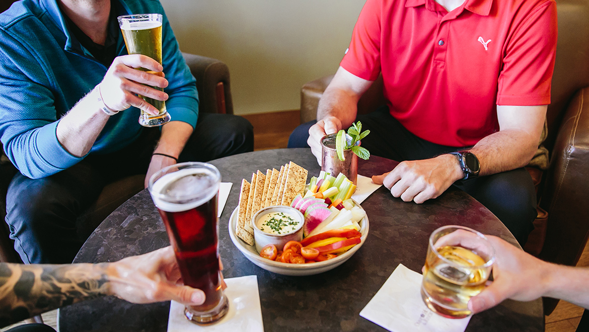 People eating and drinking