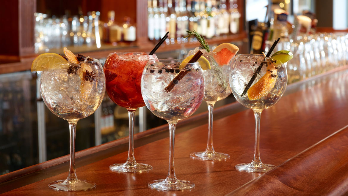 Drinks on a bar top