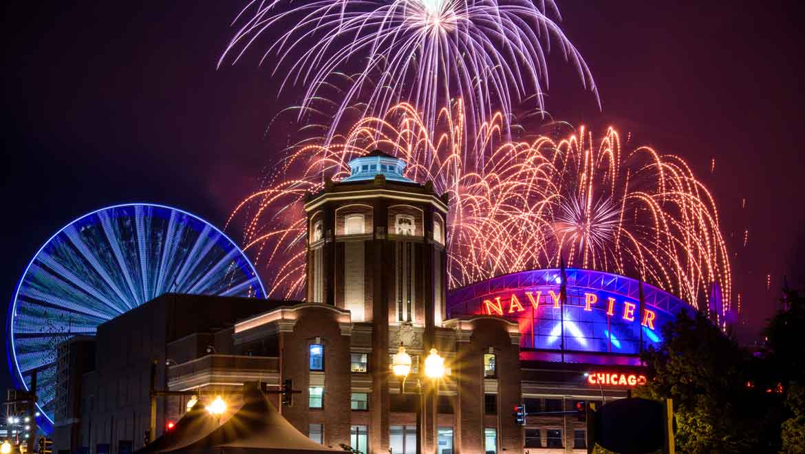 Fireworks show at Navy Pier.