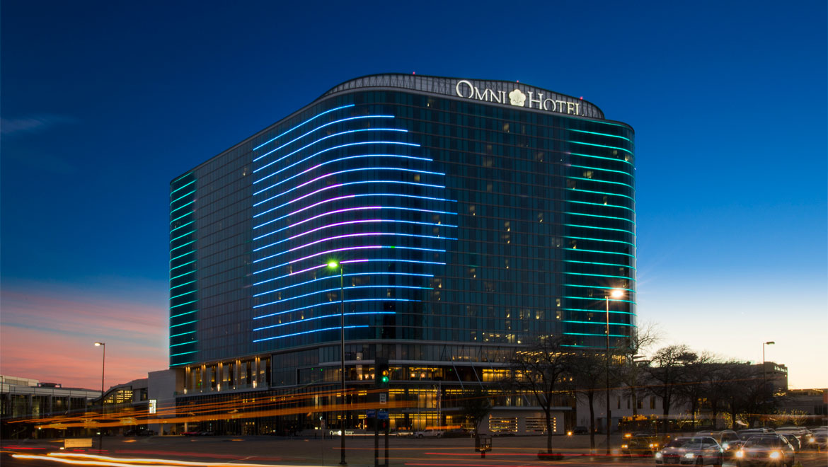 Destinations Omni Hotels Resorts   Daldtn Omni Dallas Hotel Exterior Sunset 