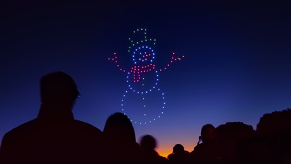 drone lights snowman