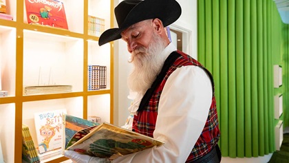 Santa reading a book