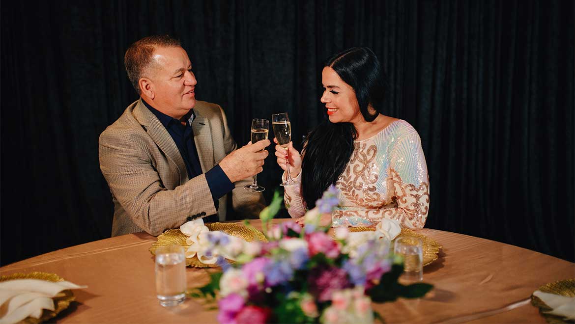 Couple having a glass of champagne