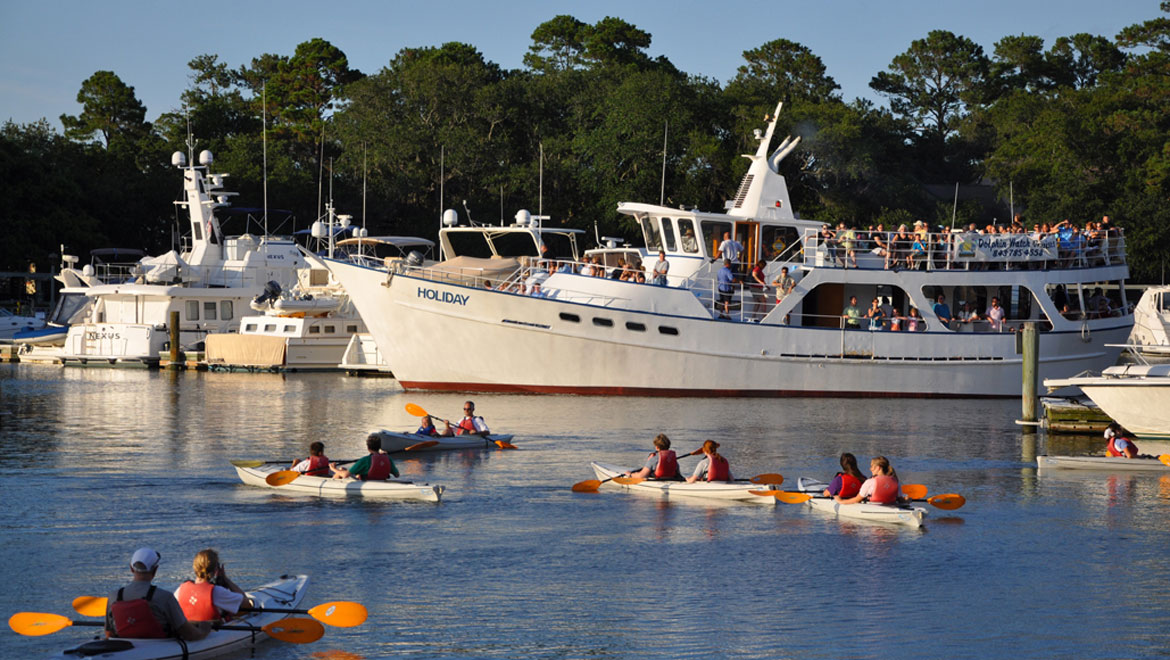Water sports and boat charters available at the nearby Shelter Cove Marina