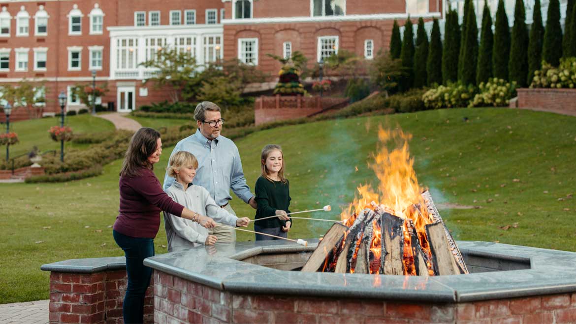 family around a firepit