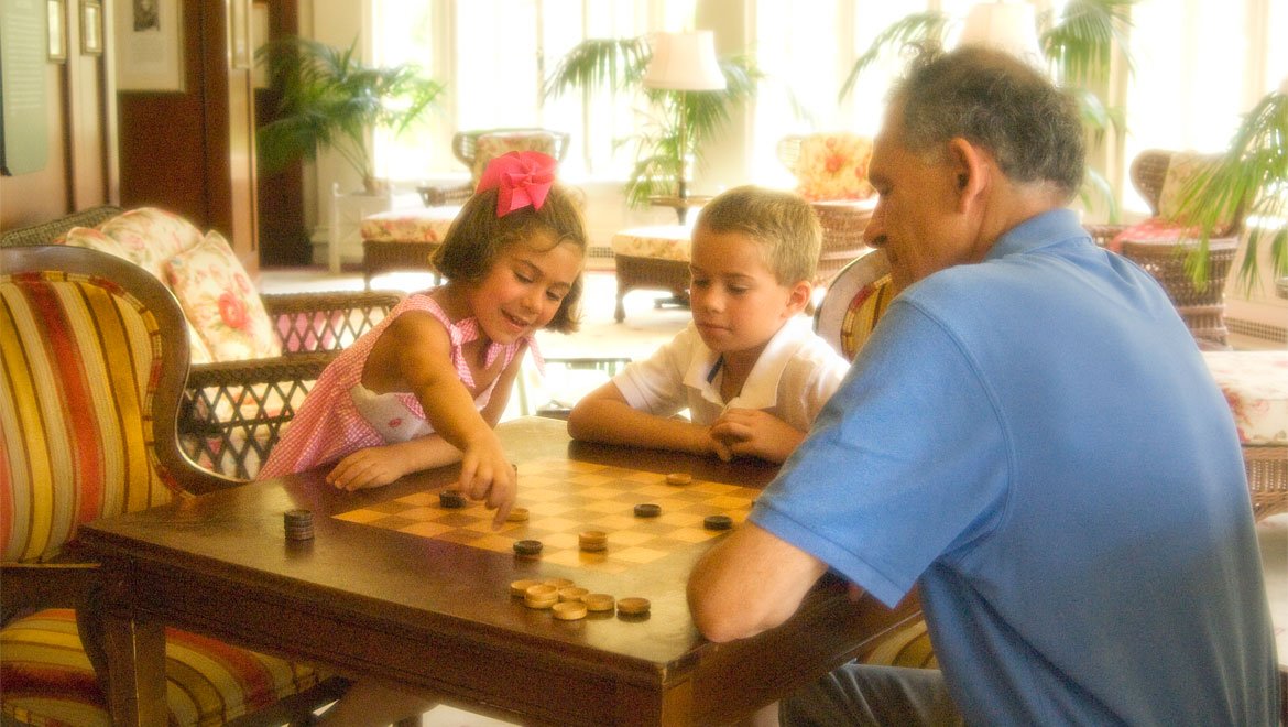 Playing checkers at Homestead Resort 