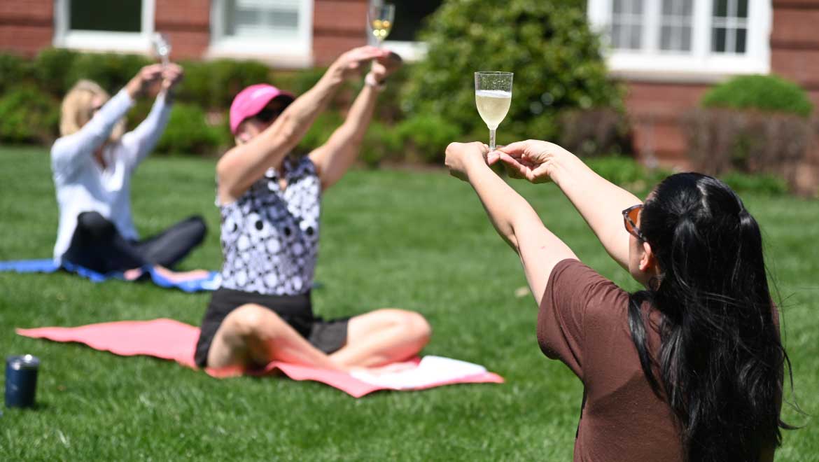 Women doing yoga