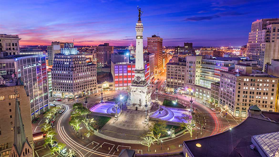 Indianapolis Itinerary Omni Severin Hotel   Indy Skyline Over Monument Circle 