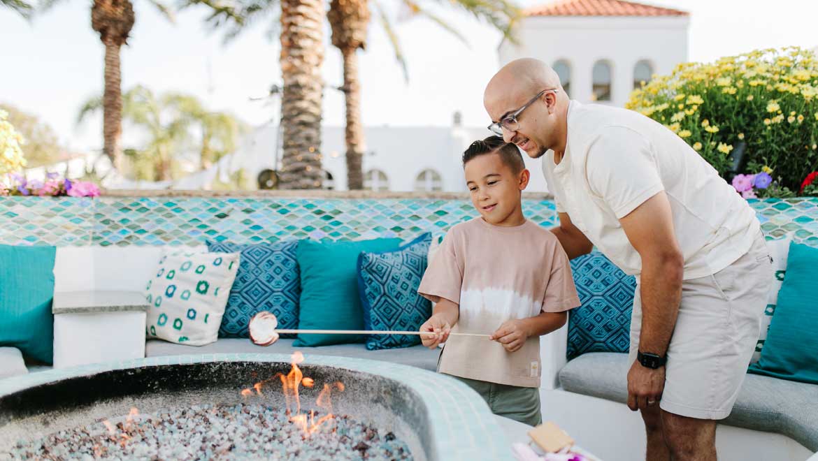 Family making S'mores