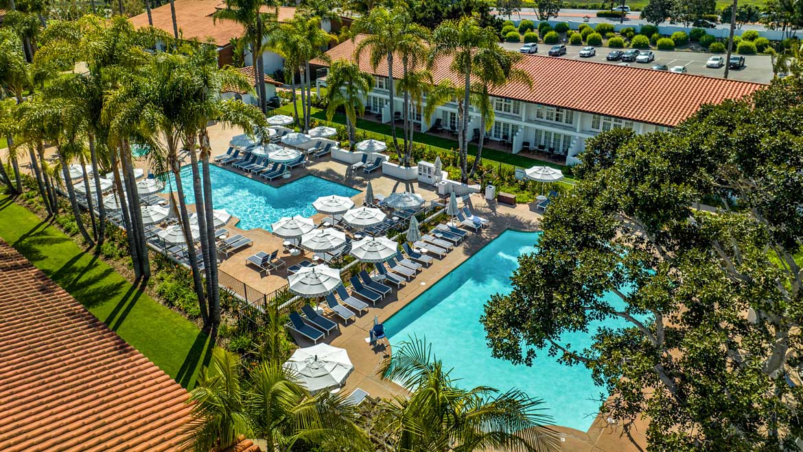 Ariel view of two pools